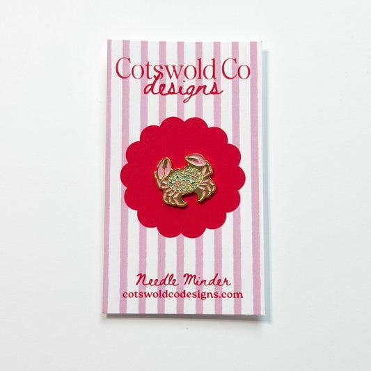 Watercolor Crab Gold Magnetic Needleminder, Needlepoint Accessories