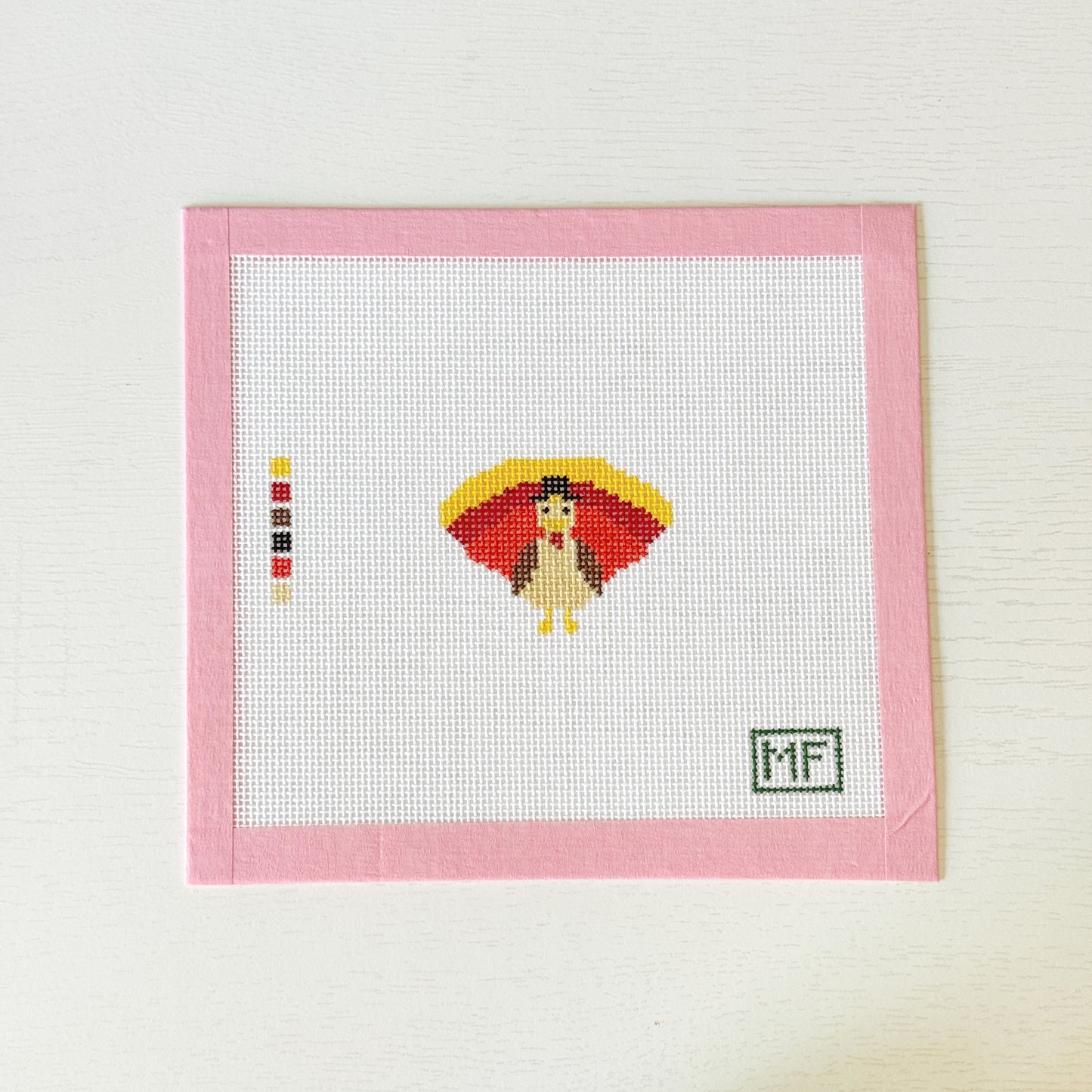 Turkey Mini Needlepoint Canvas, Mini Thanksgiving Needlepoint, 18 Mesh, 2x2 Design