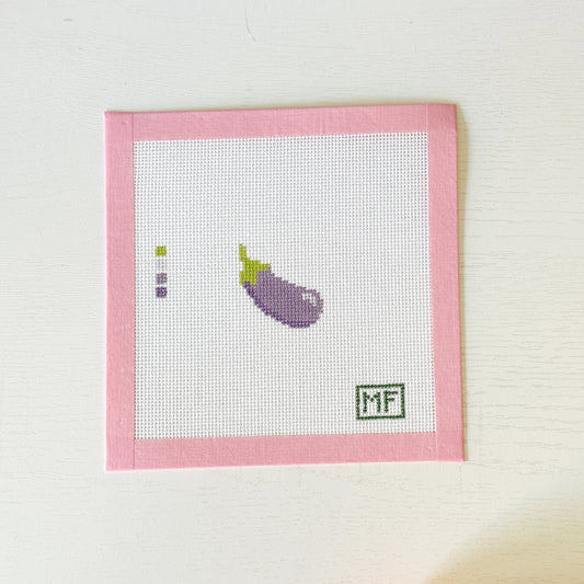 Eggplant Mini Needlepoint Canvas, Mini Beginner Needlepoint, 18 Mesh, 2x2 Design