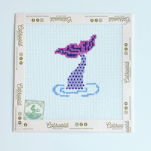 Mermaid Diving Needlepoint Canvas, Fantasy Needlepoint, 13 Mesh, 2.5x3.5 Design