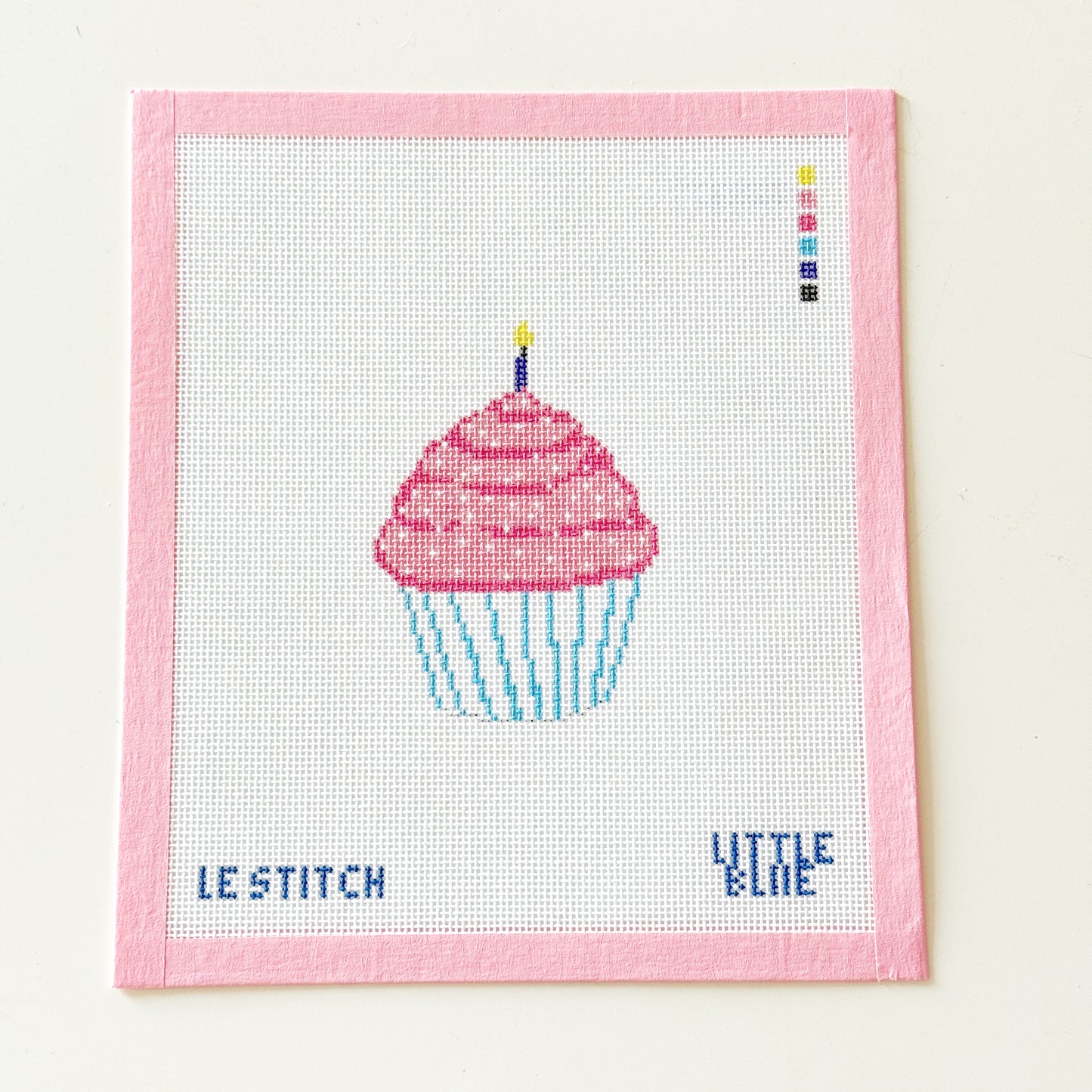 Pink Birthday Cupcake Needlepoint Canvas, Birthday Needlepoint, 3x4 Design, 18 Mesh