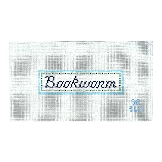 Bookworm Aesthetic Bookmark Needlepoint Canvas, 13 mesh, 1.8" x 6.4"