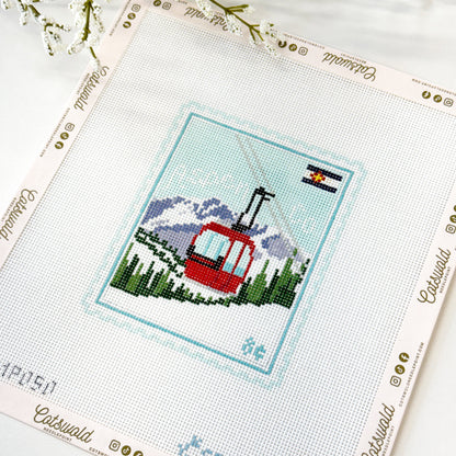 Aspen 18 Mesh Travel Stamp Needlepoint Canvas, Aspen Needlepoint Travel Canvas, 4x5 Design