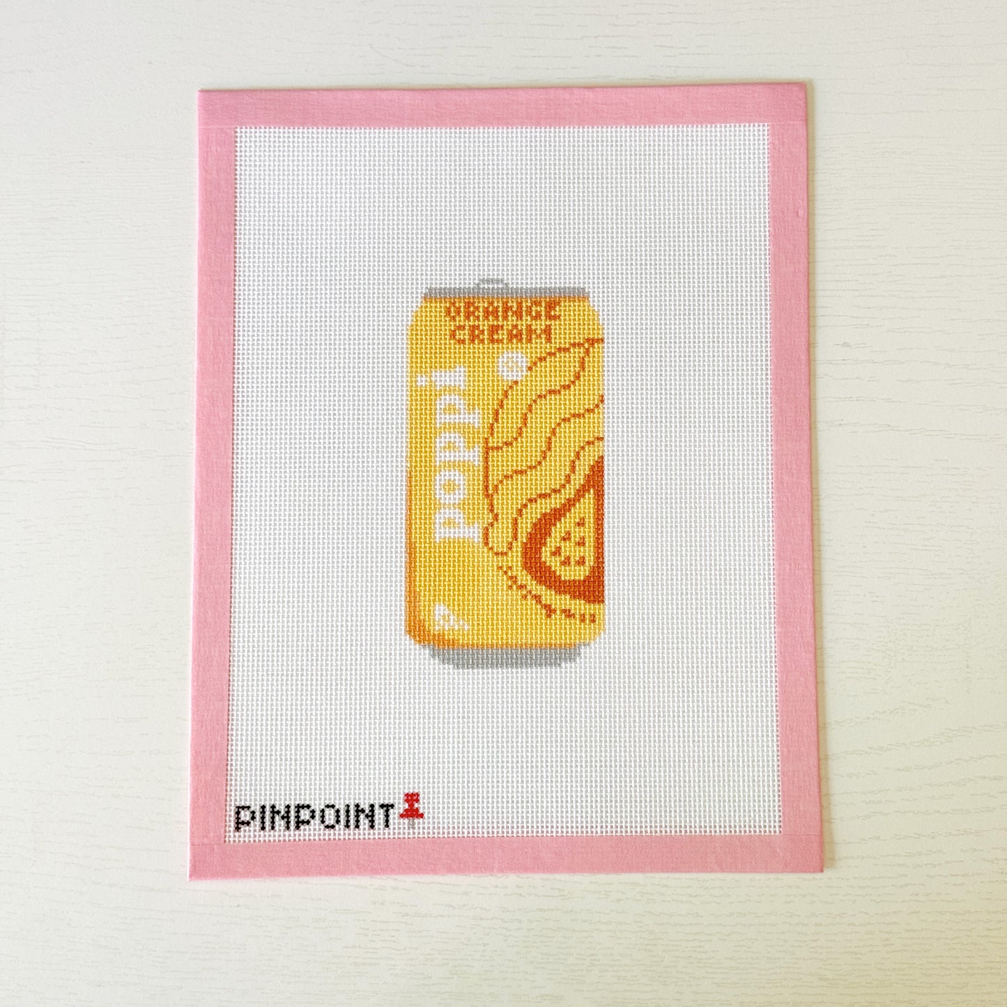 Orange Cream Poppi Soda Needlepoint Canvas, 18 Mesh, 2.5x4.5 Design
