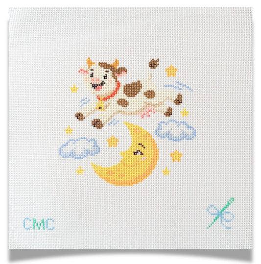 The Cow Jumped Over the Moon Bed Time Stories Needlepoint Canvas, 18 Mesh, 4.3" x 4.5"