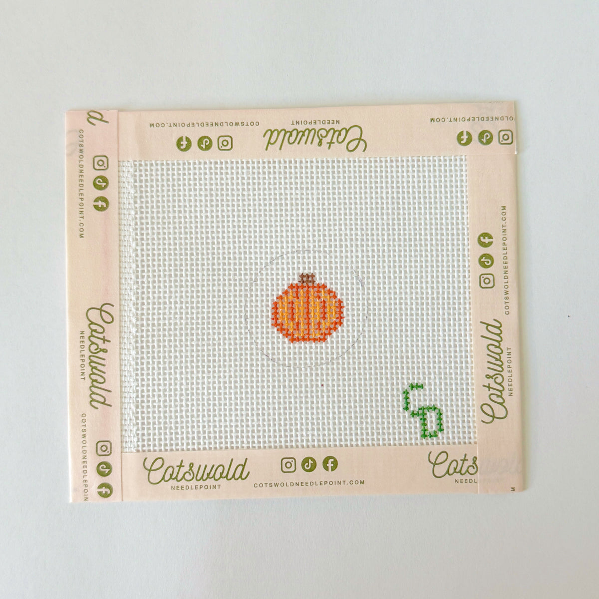 Mini 1” Pumpkin Key Chain Needlepoint Canvas, Mini Needlepoint, Beginner Fall needlepoint, 18 Mesh