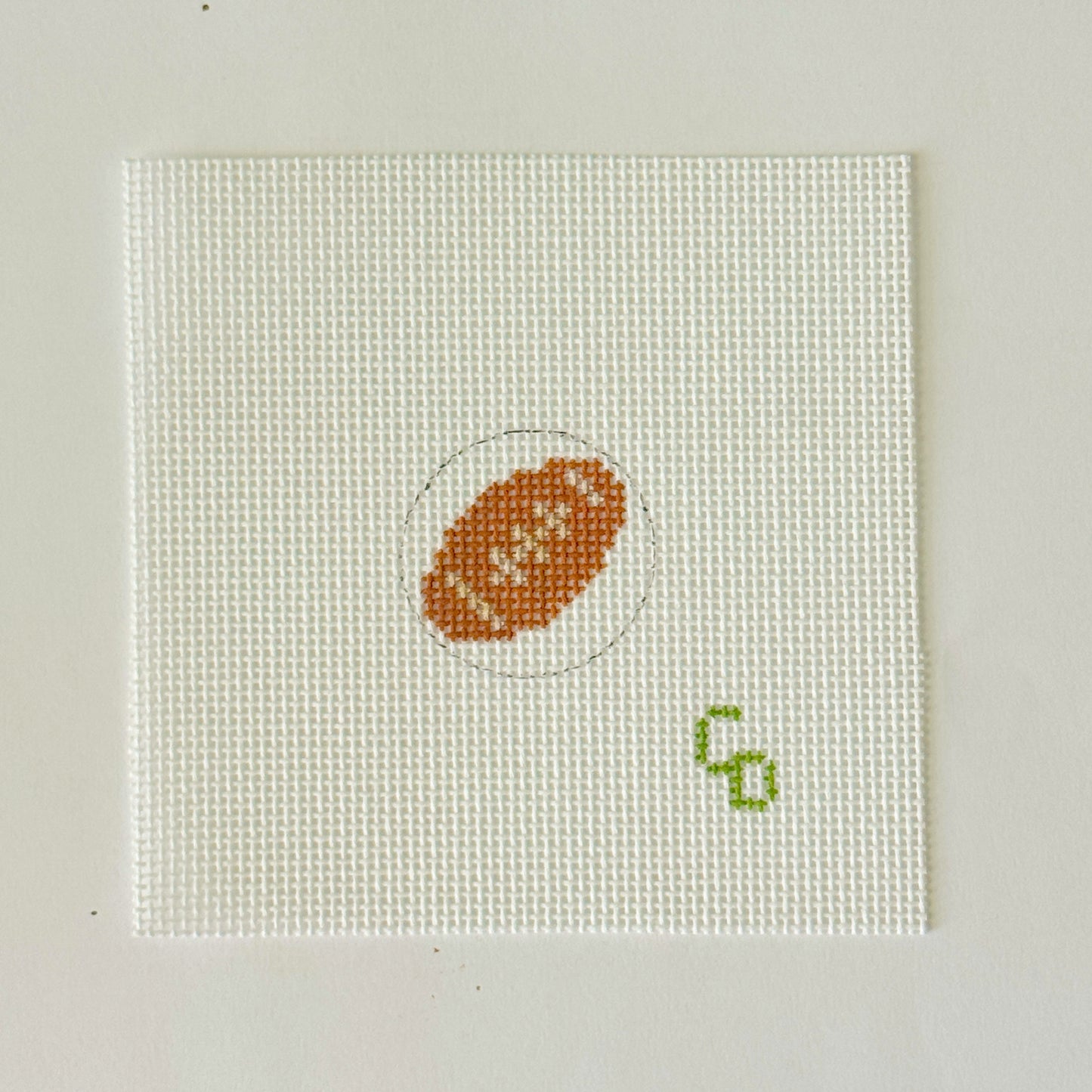 Mini 1” Round Football Needlepoint Canvas, 18 Mesh, Keychain Insert Needlepoint