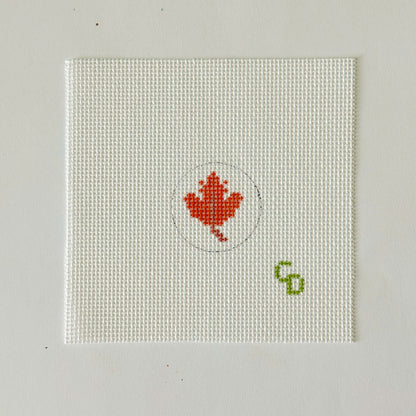 Mini 1” Round Fall Leaf Needlepoint Canvas, 18 Mesh, Mini Needlepoint Fall Canvas