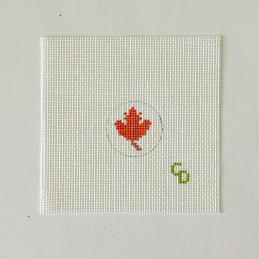 Mini 1” Round Fall Leaf Needlepoint Canvas, 18 Mesh, Mini Needlepoint Fall Canvas