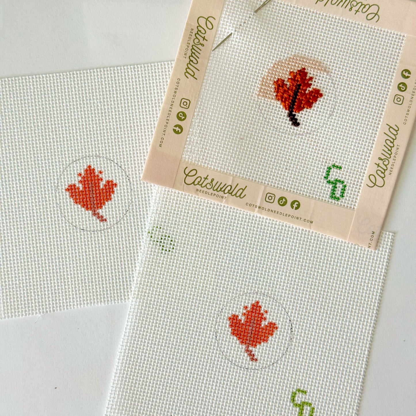 Mini 1” Round Fall Leaf Needlepoint Canvas, 18 Mesh, Mini Needlepoint Fall Canvas