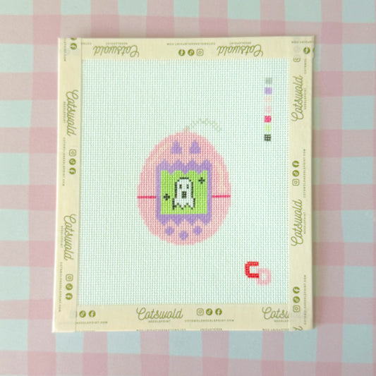 Halloween Ghost Tamagotchi Needlepoint Canvas, Nostalgic Halloween Needlepoint, 18 Mesh, 2.3x3 Design