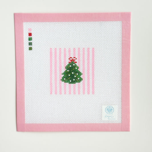 Mini Christmas Tree Ornament Needlepoint Canvas, 13 Mesh, 3”x3” Design