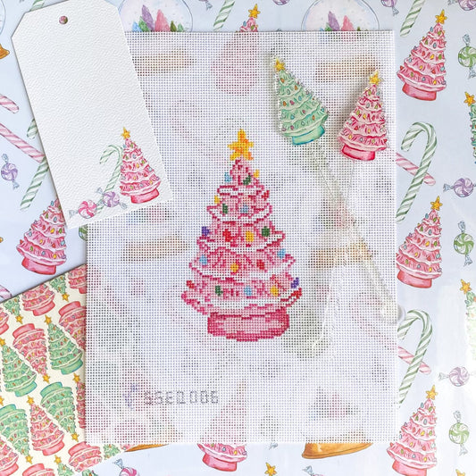 Emily Quigley Pink Tree needlepoint canvas