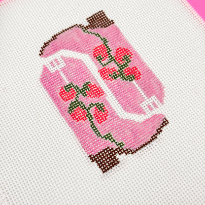 Hand Painted Strawberry Cowgirl Boot 3” Needlepoint Canvas 18 Mesh southern Needlepoint Canvas Boot Hand Painted
