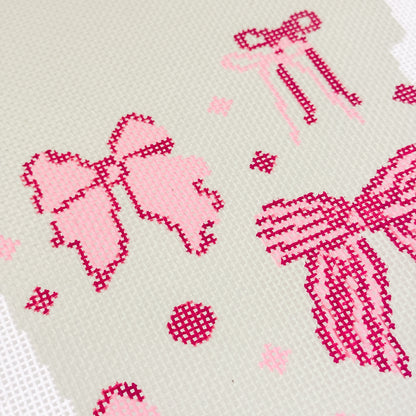 Christmas Stocking Needlepoint Canvas, Bow Stocking Needlepoint Canvas 15” on 13 Mesh