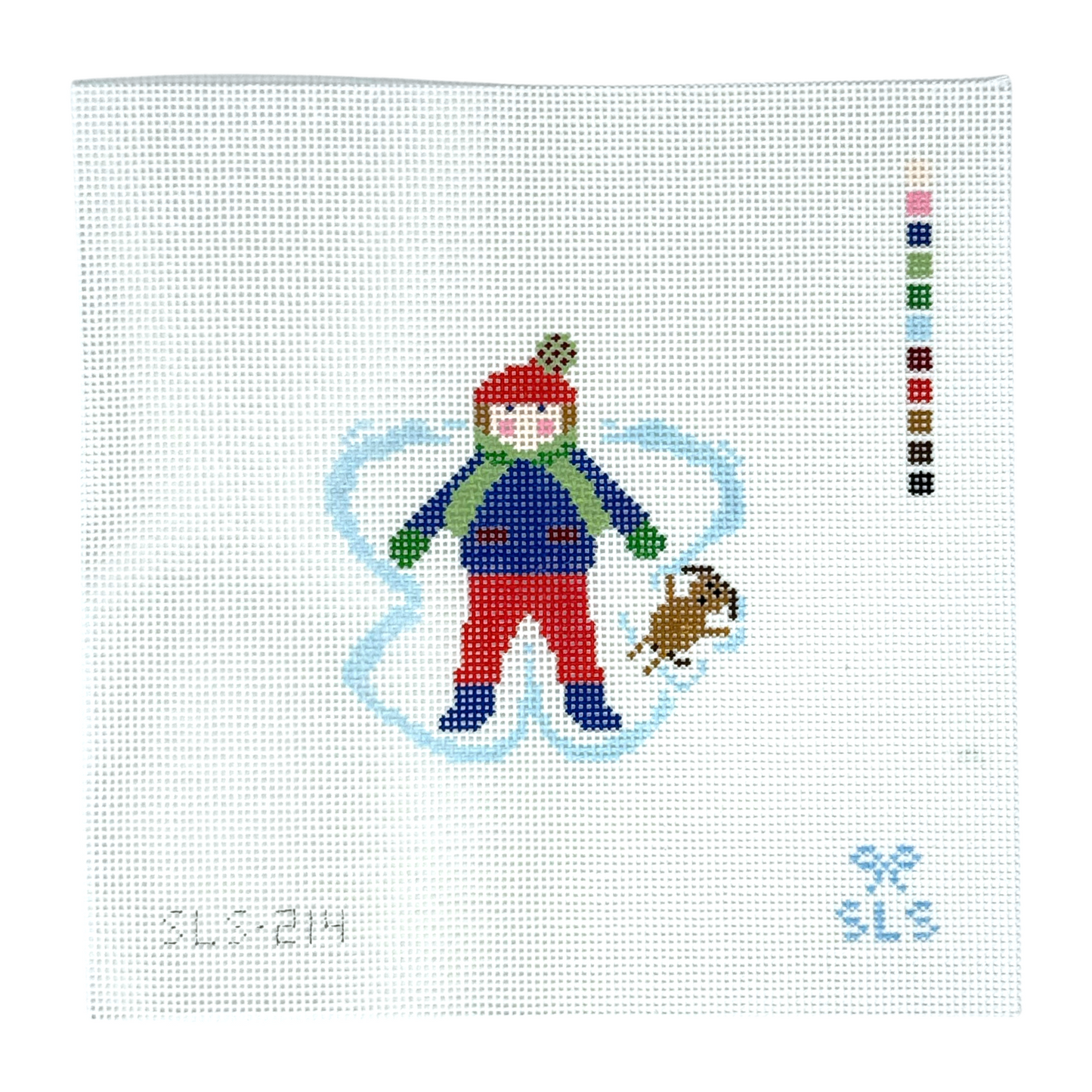 Snow Angel Boy with Dog needlepoint canvas