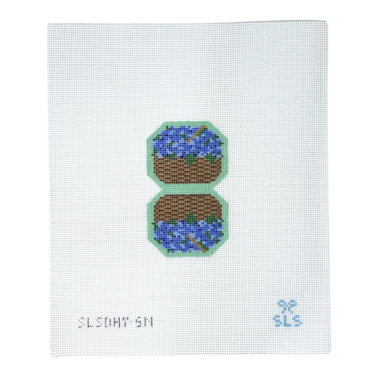 Hydrangea Basket - Double Fob Green needlepoint canvas