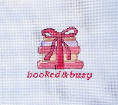 Booked & Busy Bookish Needlepoint Canvas, 18 Mesh, 4x4 Design
