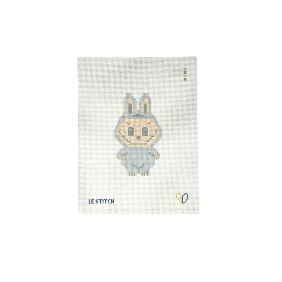Grey Labubu Needlepoint Canvas, 18 Mesh, 5.5" x 3.1"