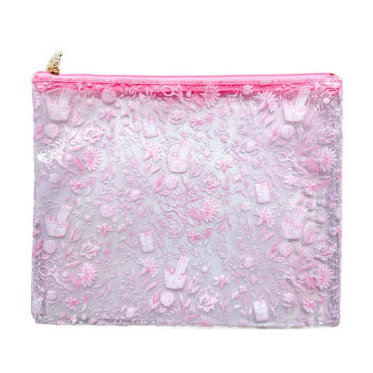 Needlepoint Print Clear PVC Project Bag in Pink