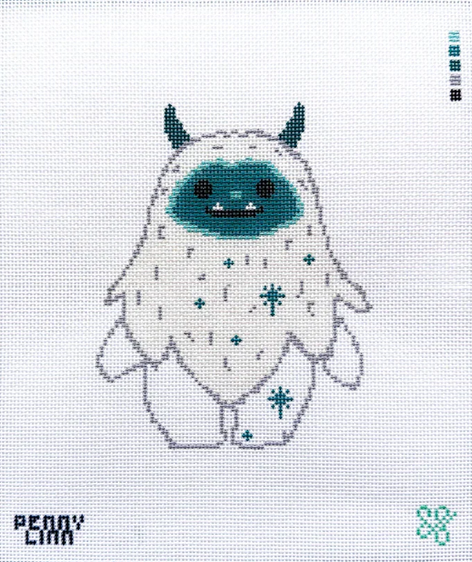 Yeti Character Needlepoint Canvas, 18 mesh, 5.16" x 4.2"