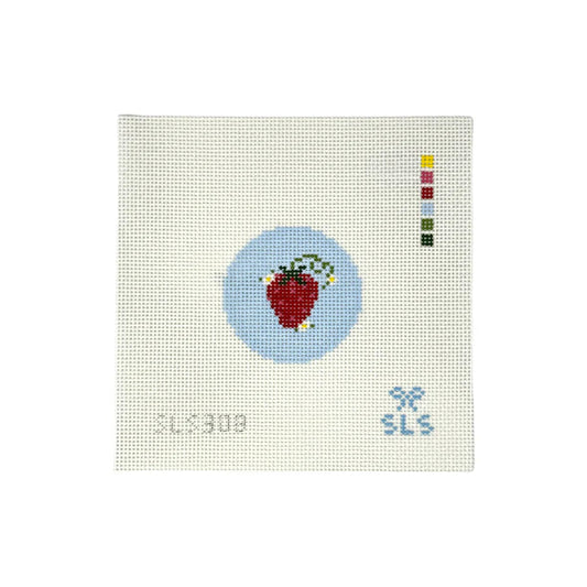Mini Strawberry Ornament Bag Tag Needlepoint Canvas, 13 Mesh, 2.7" Round