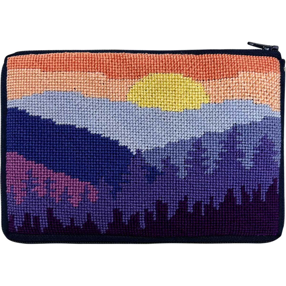 Mountain Scene Stitch & Zip needlepoint purse