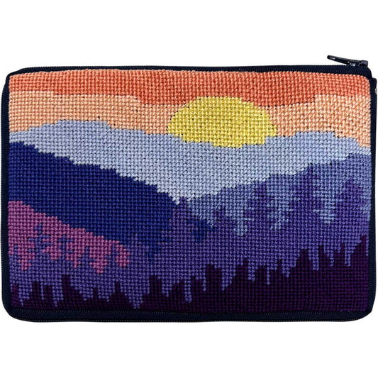 Mountain Scene Stitch & Zip needlepoint purse