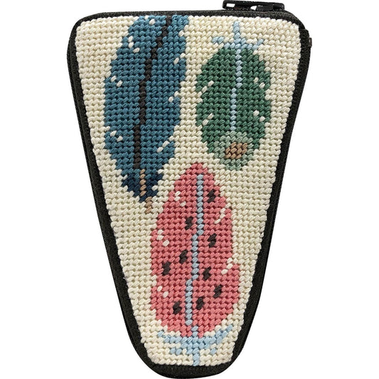 Feathers Stitch & Zip needlepoint scissor case
