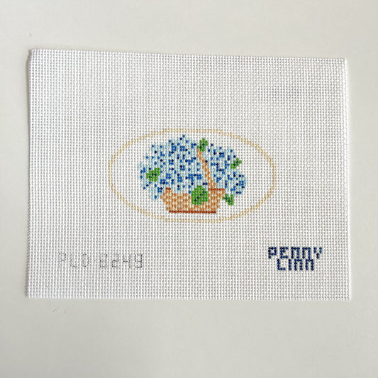 Hydrangea Basket Oval Needlepoint Canvas, 13 Mesh, 2.5" x 4.5" Design Size