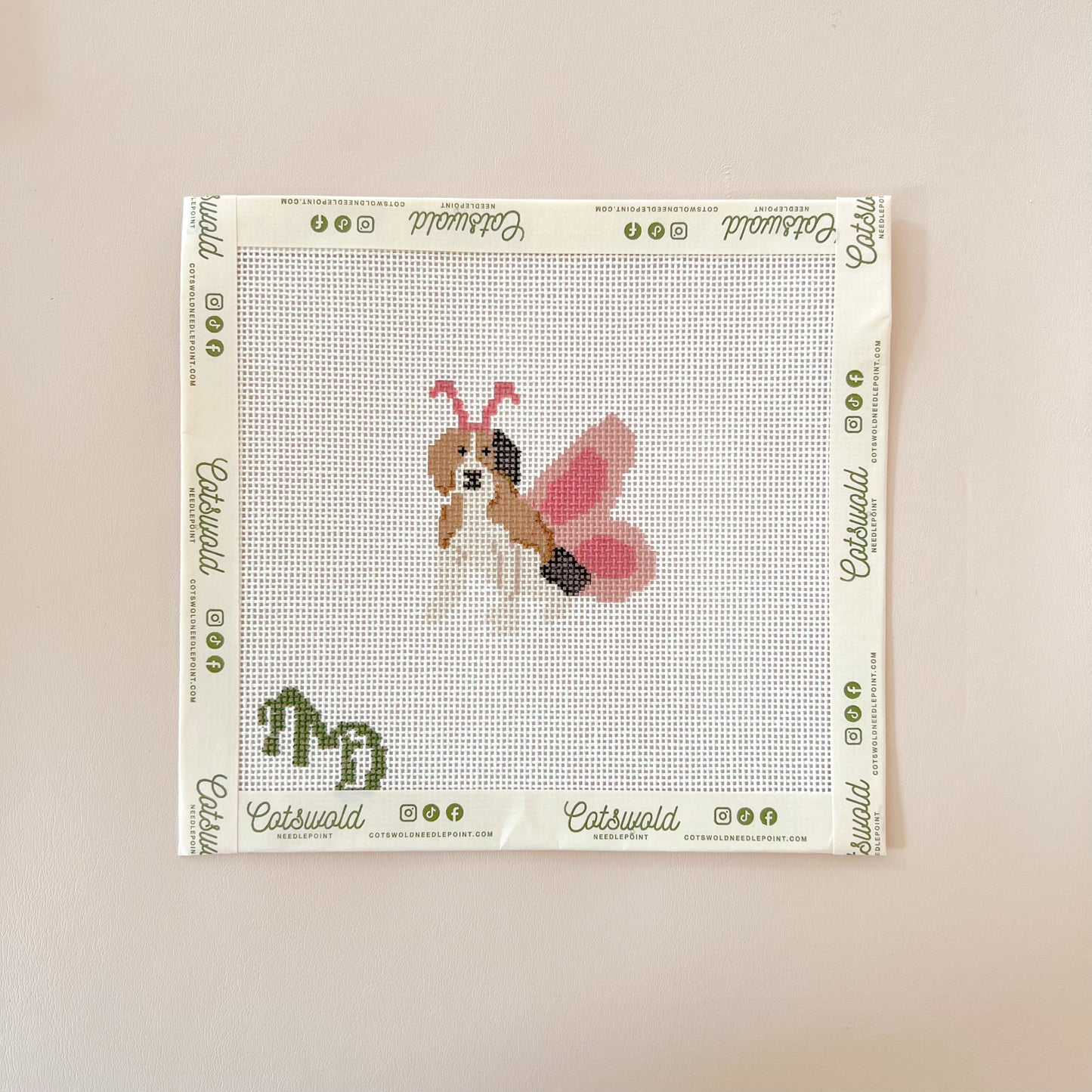 Halloween Beagle Butterfly Dog Needlepoint Canvas, 18 mesh