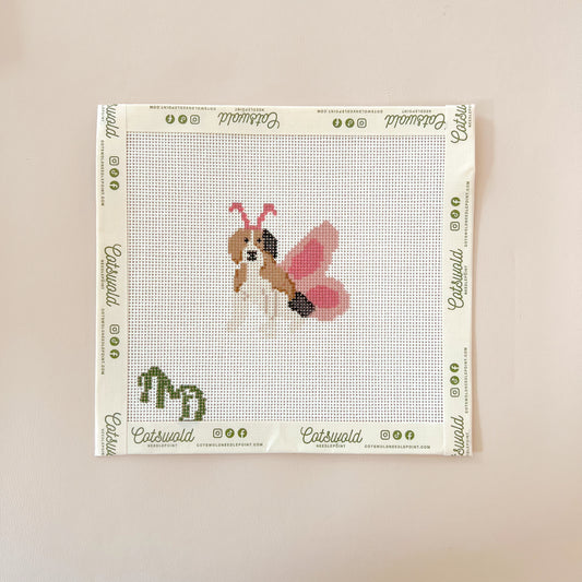 Halloween Beagle Butterfly Dog Needlepoint Canvas, 18 mesh