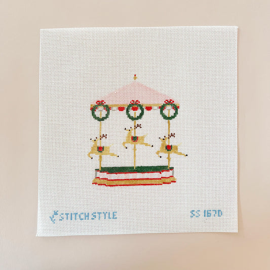 Carousel Series Needlepoint Canvases Christmas Reindeer, 18 Mesh