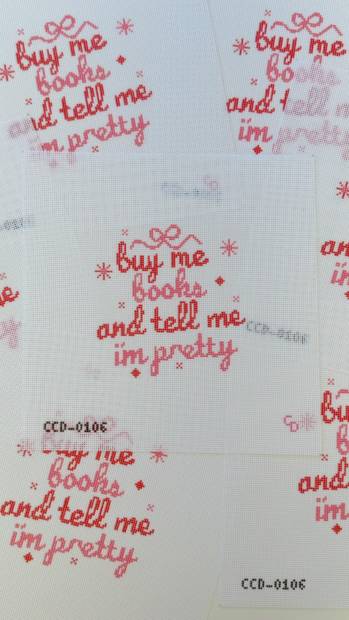Buy Me Books and Tell Me I'm Pretty Needlepoint Canvas, 18 Mesh, 5x5 Design Size