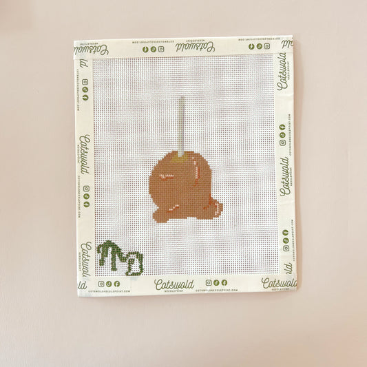 Carmel Apple on a Stick Needlepoint Canvas, 18 Mesh