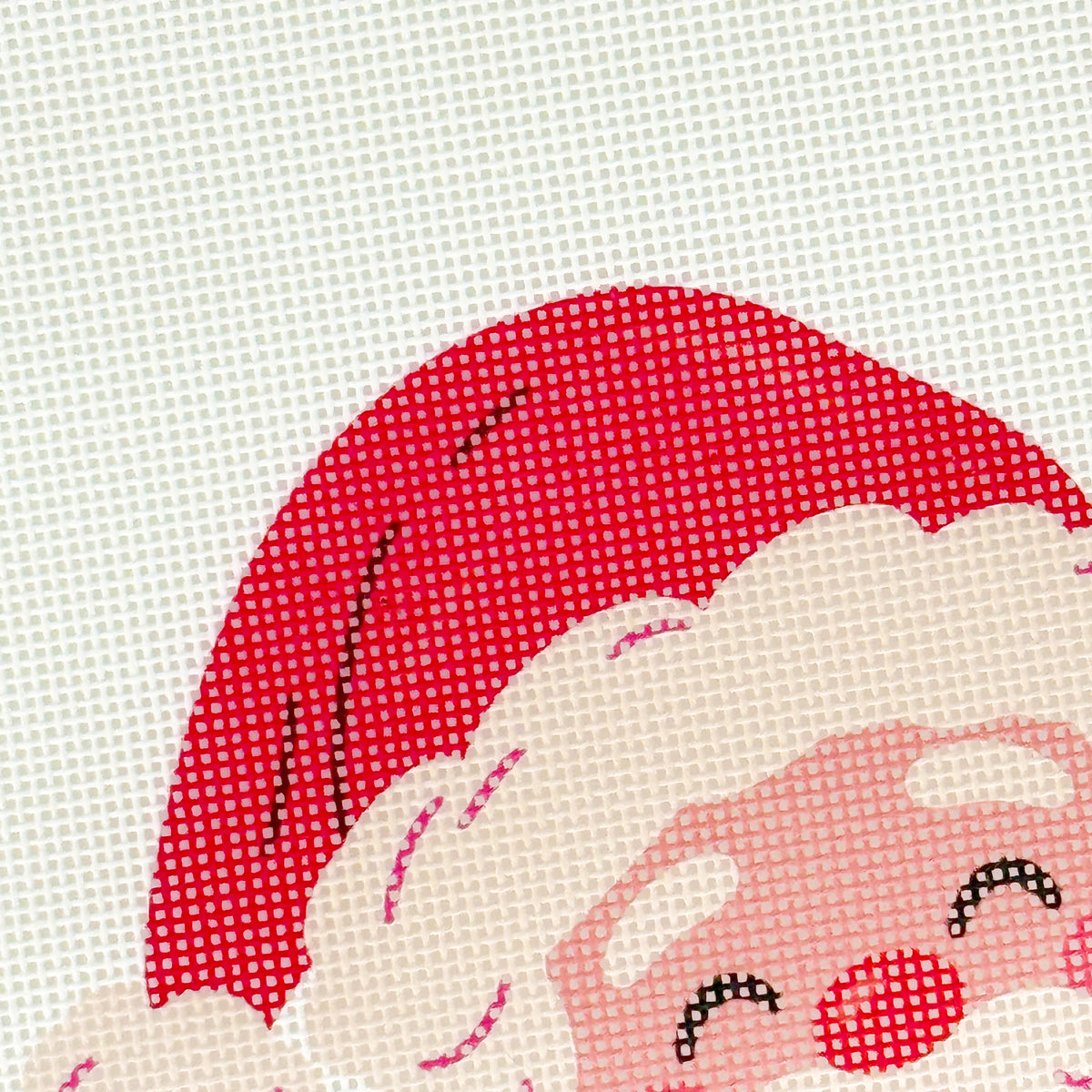 Cheery Santa Needlepoint Canvas, 18 Mesh, Artisan Printed, 4x4 Design
