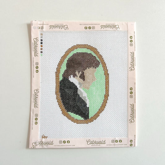 Mr. Darcy Frame Needlepoint Canvas, 18 mesh, 5"x3.5" Design Size