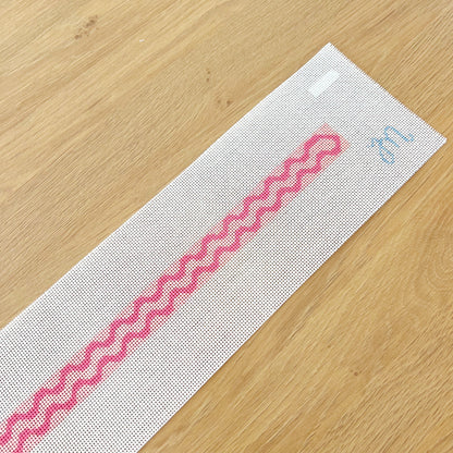 Pink Squiggle Hatband Needlepoint Canvas, 13 Mesh,  1.15" x 25" Design Size