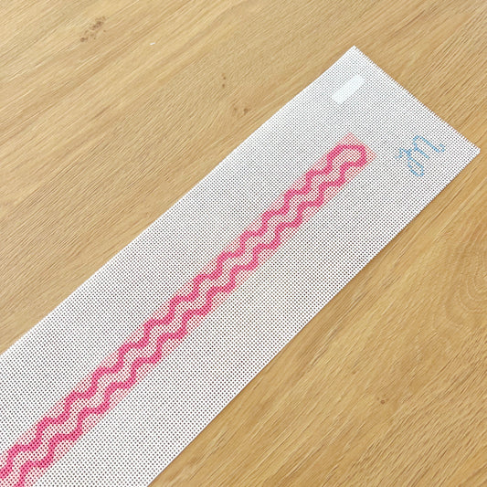 Pink Squiggle Hatband Needlepoint Canvas, 13 Mesh,  1.15" x 25" Design Size