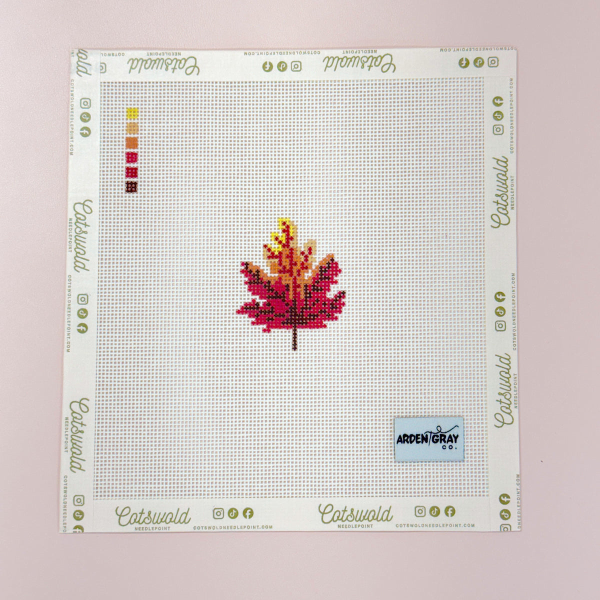 Mini Fall Autumn Leaf Needlepoint Canvas, 18 mesh, 2x2 Design