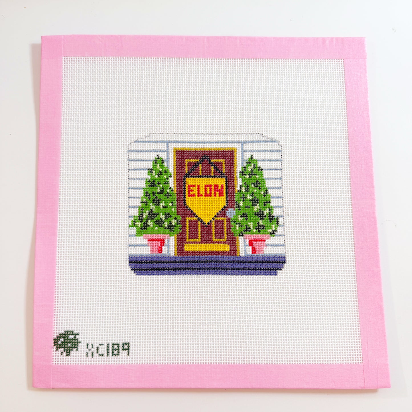Elon Christmas Needlepoint Canvas, NC College Needlepoint, 18 Mesh, 4x4 Design