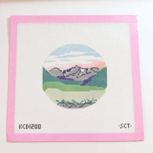Mountain Sunset Needlepoint Canvas Ornament, 18 Mesh, 4x4 Design