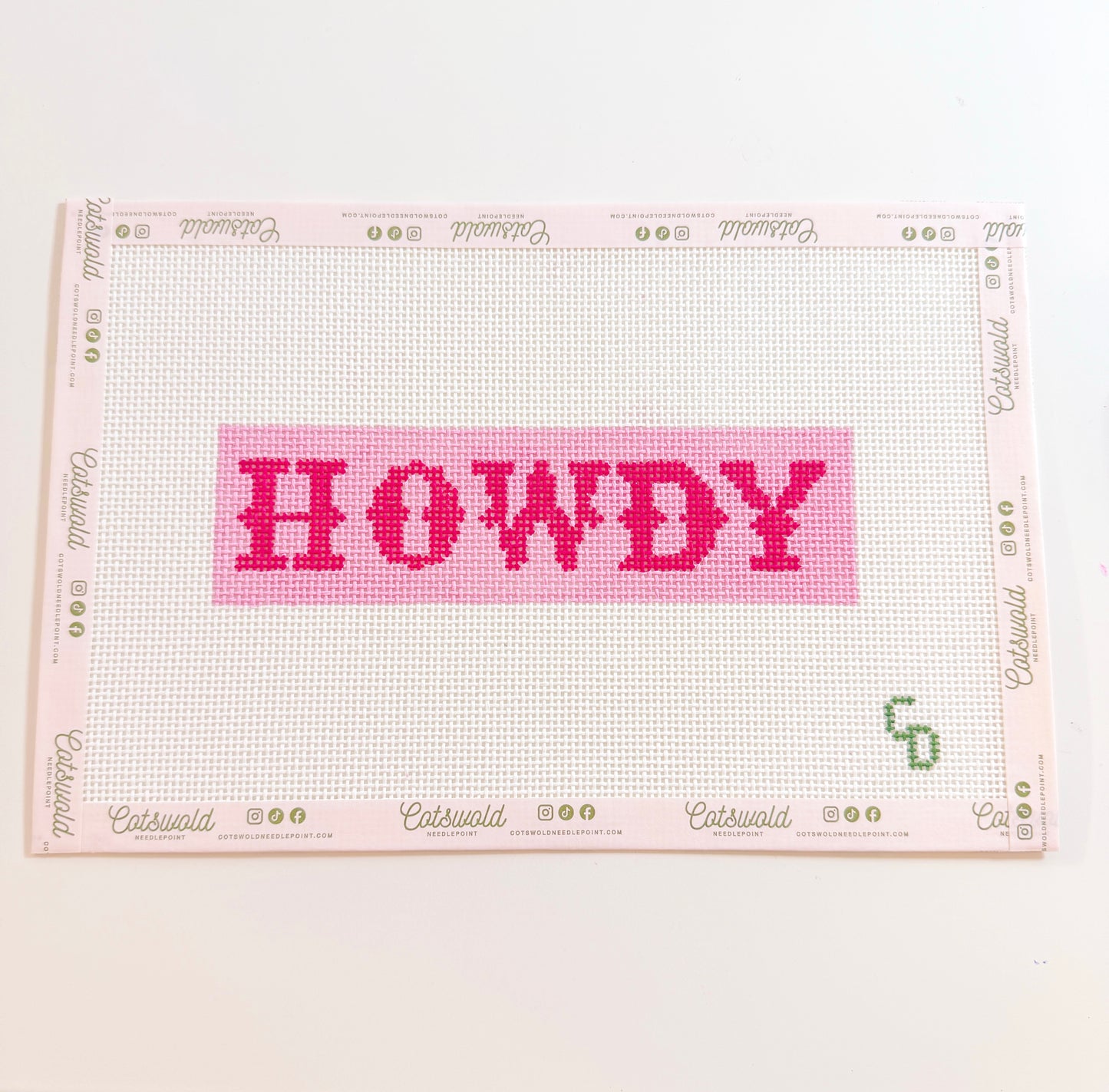 Howdy Bookmark 2”x7  13 Mesh Hand Painted Needlepoint Canvas, Aesthetic Needlepoint Canvas Modern, Howdy Needlepoint Canvas