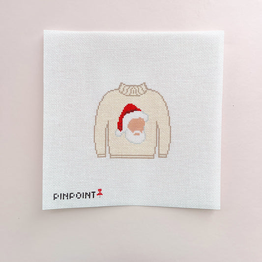 The Santa Clause Turtleneck Sweater Needlepoint Canvas, 18 Mesh, 3.5"x3.5" Design Size