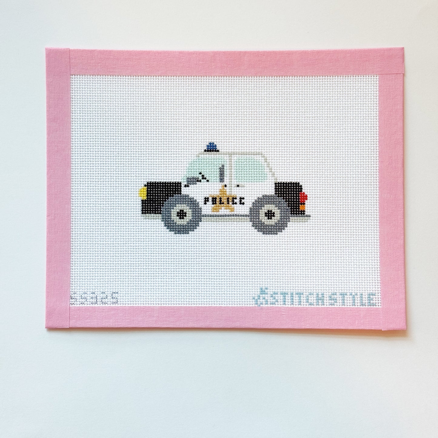 Police Car Needlepoint Canvas, 18 Mesh, 4x3 Design
