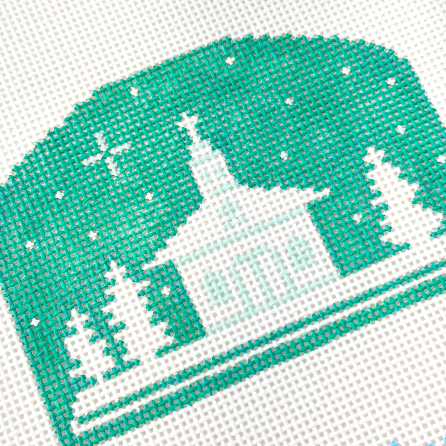 Winter Church Needlepoint Canvas, Christmas Church Needlepoint, Holiday Needlepoint Canvas, 13 Mesh, 6x4 Design