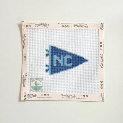 North Carolina Blue Pennant Flag Needlepoint Canvas, 18 Mesh, 3"x2.5" Design Size