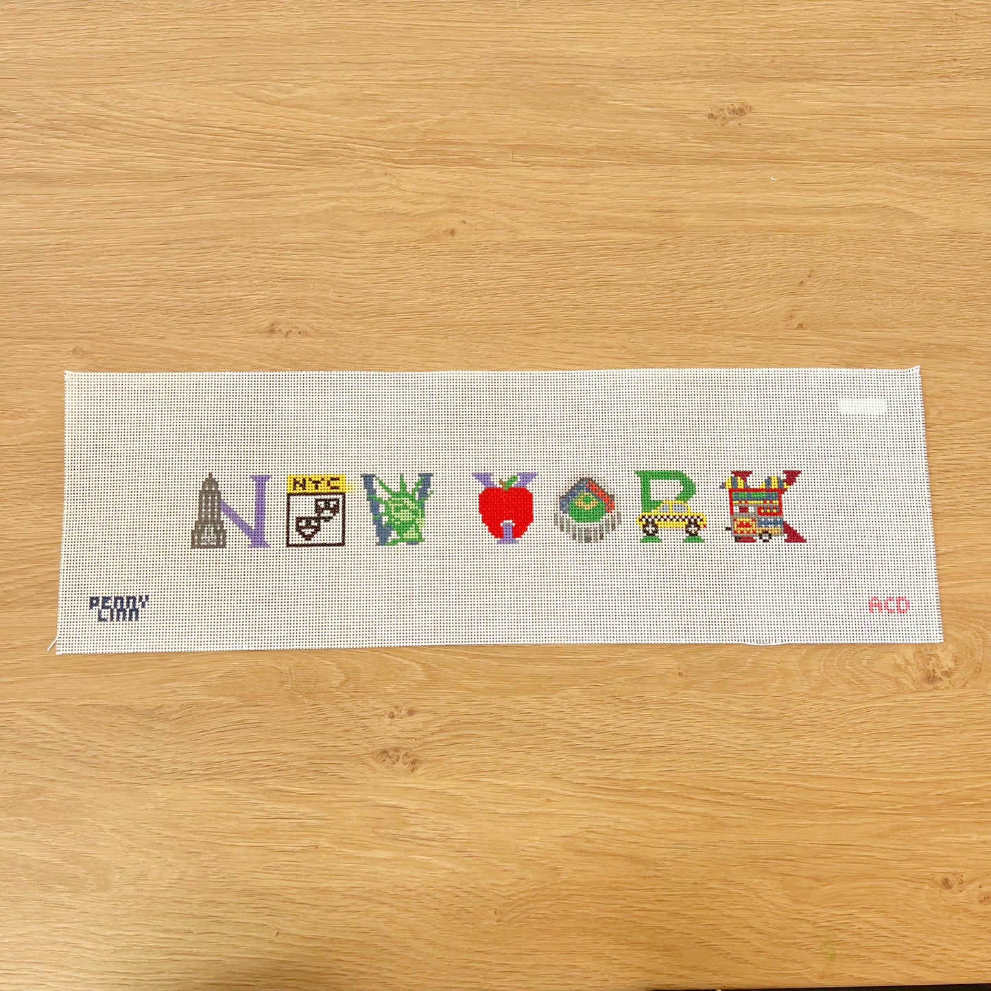 New York Sign Needlepoint Canvas, 13 Mesh,  2" x 15.25" Design Size