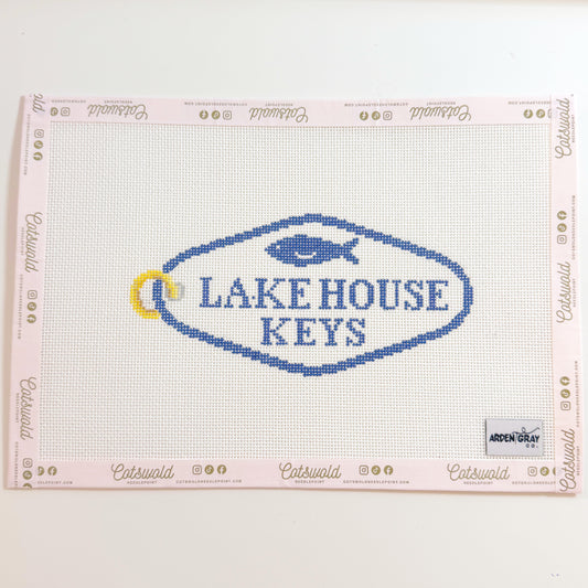 Lake House Keys Needlepoint Canvas, 18 Mesh, 6x2 Design