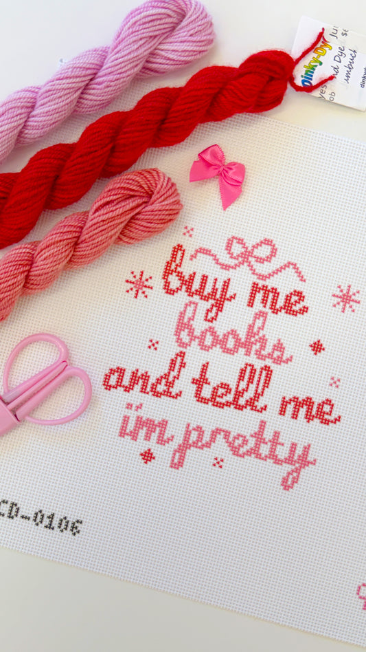 Buy Me Books and Tell Me I'm Pretty Needlepoint Canvas, 18 Mesh, 5x5 Design Size